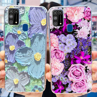 Para Samsung Galaxy M31 Estojo SM-M315F 6.4 Polegadas Capa Fashion Flower De Silicone Transparente M31 Prime Casing