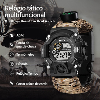 Outdoor multi-function watches impermeável whistle compass temperatura multi-function survival watches outdoor survival