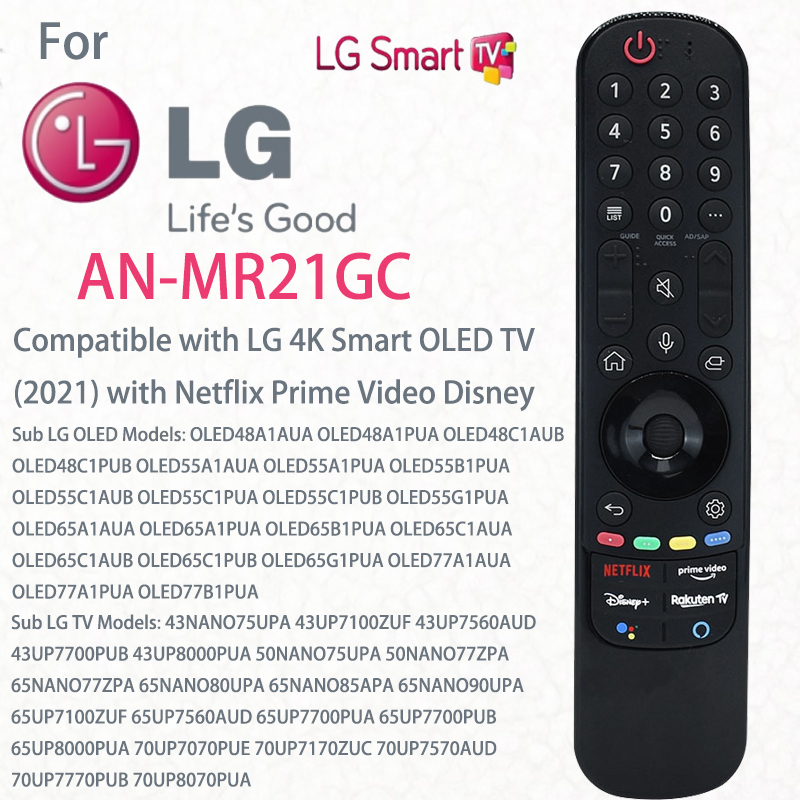 YOSUN AN-MR21GC Controlador Remoto De TV De Substituição (Sem Voz , Função Ponteiro) Para LG OLED65C1PUB 65 C1 Series 4K Smart OLED (2021) Com Netflix Prime Video Disney