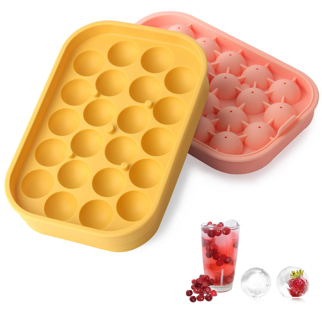 Bandeja de gelo para cubos de gelo, Silicone elástico 22 Máquinas de bolas de gelo com tampa, Moldes de bandeja de gelo sem BPA, Usados para congelados, Cubos de gelo caseiros de bricolage, Adequados para Whiskey, Coquetel, Café