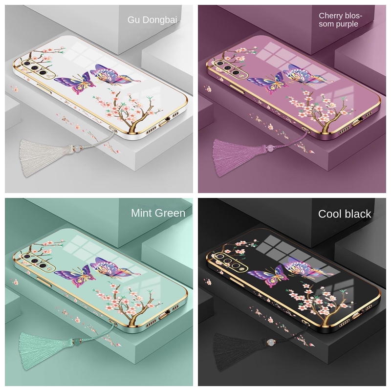 Capa Samsung A10 A04E A03 Core A7 2018 A03 A04 Straight edge electroplated butterfly cherry blossom