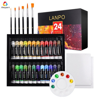 Kit Tinta Acrílica À Prova D'água Com Pincel E Paleta 12/24Cores Kit Pintura Para Tela 12 ML Desenho Suprimentos De Arte em Oferta na Shopee