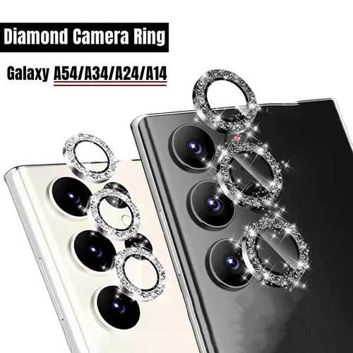 Protetor De Lente De Câmera Diamantada Para Samsung Galaxy A54 A34 A24 A14 M54 Anel Metálico De Proteção De Vidro Temperado M54 A 54 34 14 24 Gittle Cap