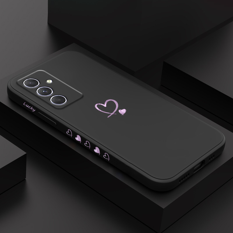 Capa De Telefone De Coração Roxo Para Samsung Galaxy A54 A34 A24 A14 A04 A04S A04E 4G 5G Silicone Líquido Padrão Lateral