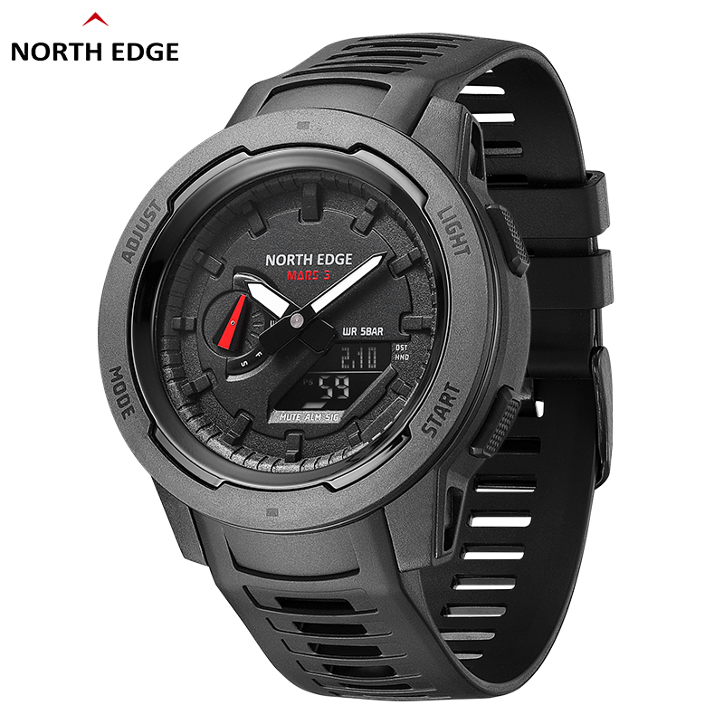 NORTH EDGE MARS3 Caixa Original De Fibra De Carbono De 50 Metros À Prova D'água Relógio Esportivo Para Homens Ao Ar Livre em Oferta na Shopee