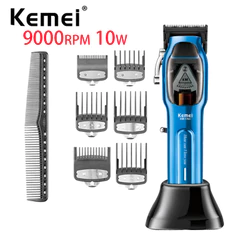 Aparador De Cabelo Kemei Profissional Sem Fio Elétrico Potente Motor Magnético 9000RPM 10W