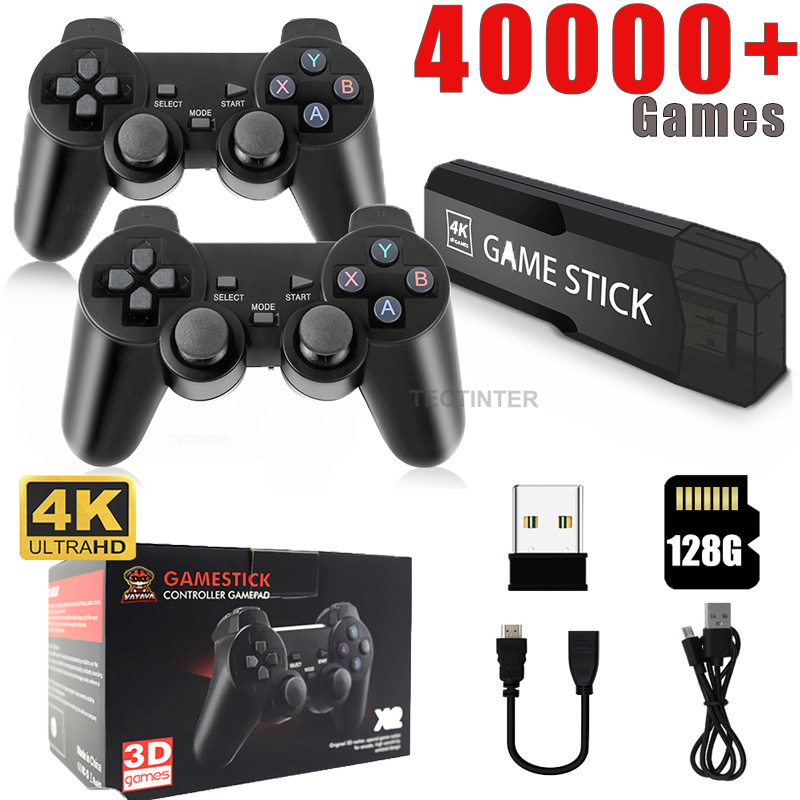 Bastão De Jogo GD10 Console 4K 128G 40000 Jogos Controlador Duplo Portátil Para Consoles De TV De Vídeo Game Retro