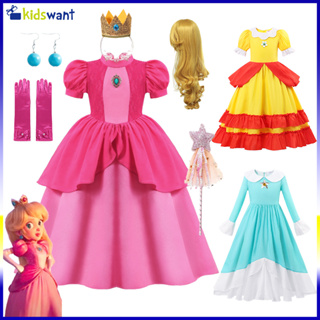 In Stock Peach Princesa Conjunto de Fantasia para Meninas - Princesas do Jogo Super Mario Kids Peach e Daisy Para Festa De Aniversário De Menina em Oferta na Shopee