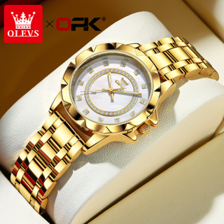OLEVS 6011 Relógio feminino original de aço inoxidável luminoso à prova d