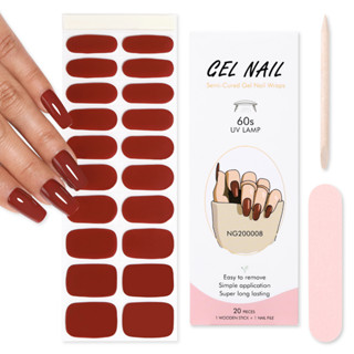20Tips/Sheet Semi-Cured Gel Nail Strips Patch Sliders Adesivo À Prova D