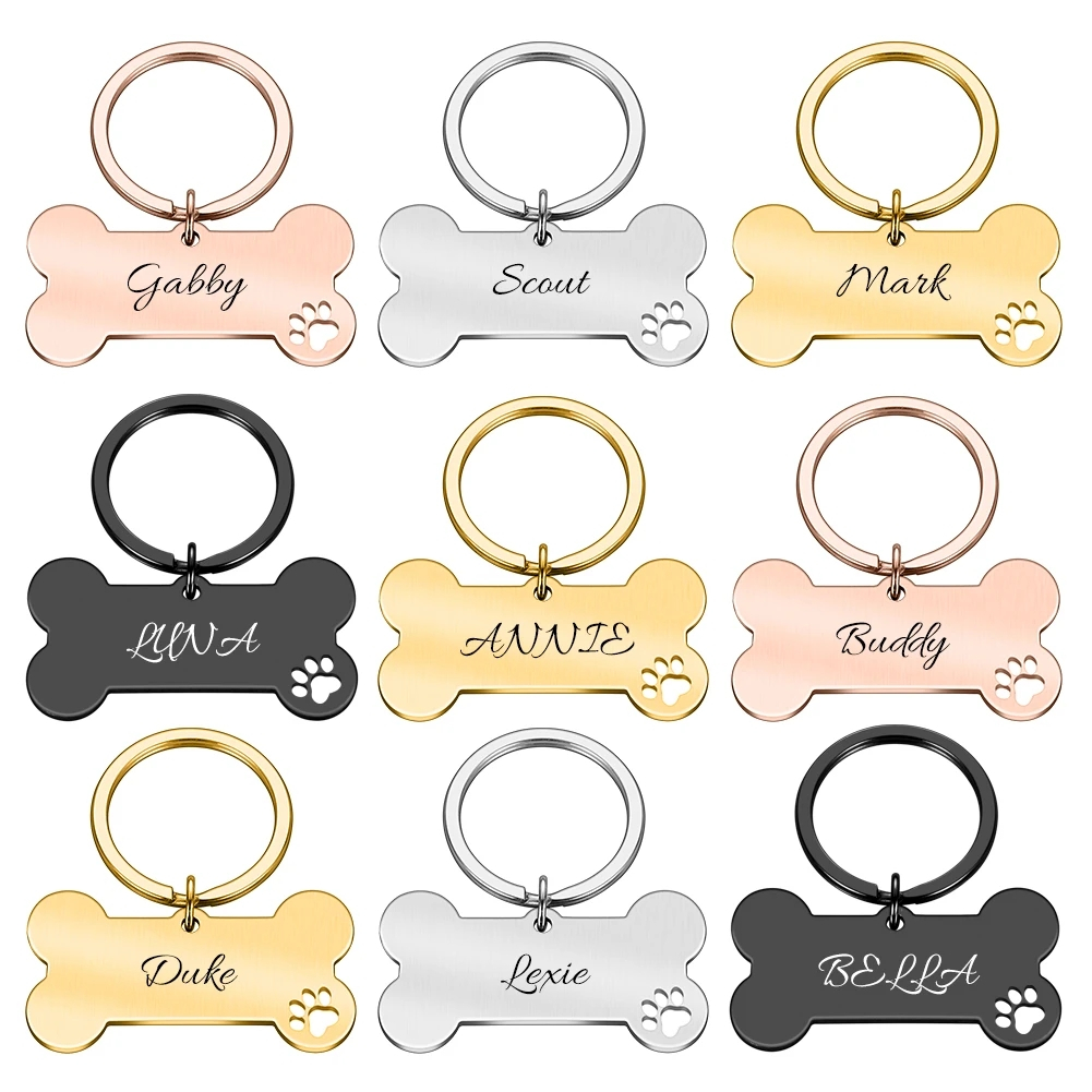 Etiquetas De Endereço Personalizadas Para Cães Identificação Gatos De Coleira Gravadas Grátis Nome Do Cão Id Placa Anti-Perda