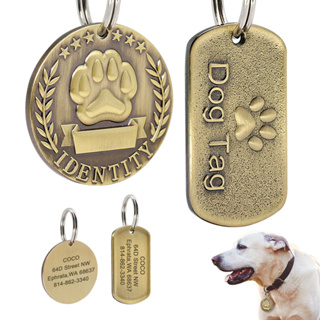 Tag Personalizável Gravada De Identificação De Animais De Estimação Para Cães De Gato Bronze Etiquetas Personalizadas Coleira De Anti-Perda De Endereço Número em Oferta na Shopee