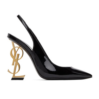 Yves Saint Laurent Cabeça Pontiaguda De Mola Para Trás Oca Super Alta Com Cartas Salto Fino Sapatos Sexy Fêmeas/Ysl Alto