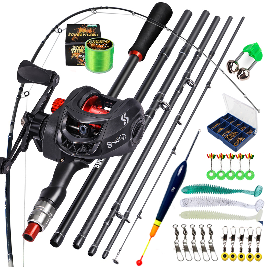 kit Pesca Sougayilang carretilha de Vara de 1.8m 2.1m Carretel Com 7,2 : 1 Relação Engrenagem Max Drag 10kg em Oferta na Shopee