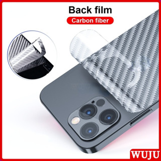 WUJU 2Pcs 3D Transparente De Fibra De Carbono Resistente A Arranhões Película Traseira Compatível Para iPhone 11 12 13 14 15 Pro Max XR X XS 7 8 Plus Protetor De Tela Adesivo De Cobertura Completa Telefone