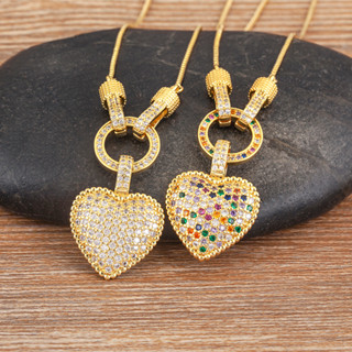 Boêmio Coração Em Forma De Pingente De Rhinestone Colorido Mulher Colar De Cobre CZ Jóias Acessórios Temperament Gift