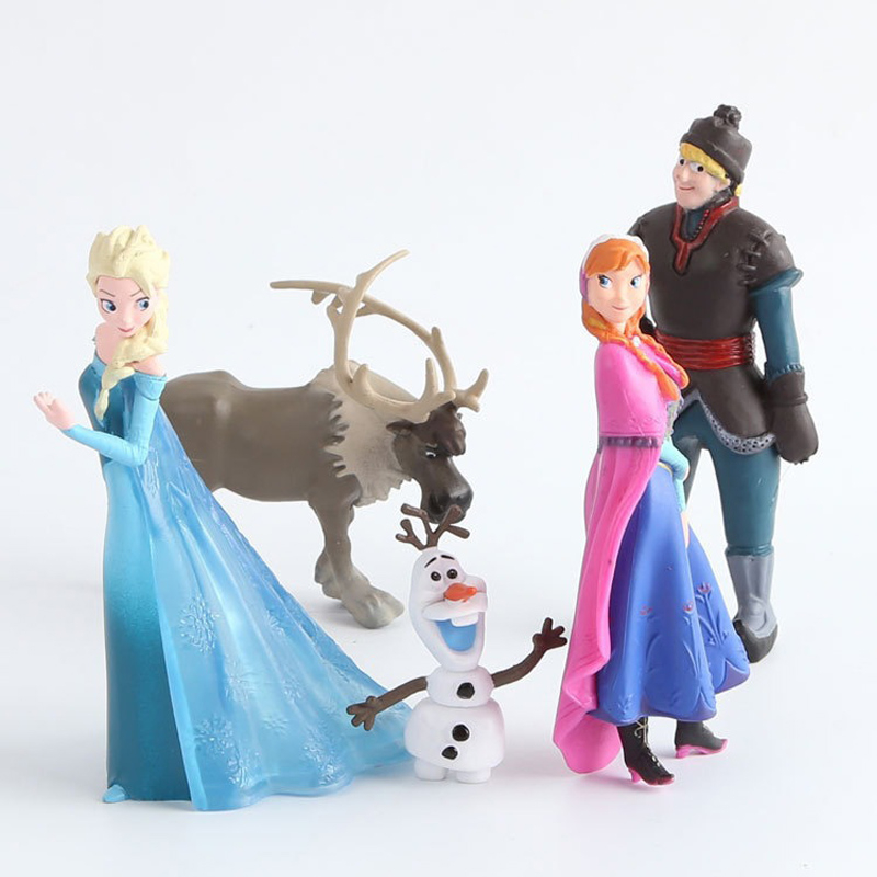 5 Pçs/Set 5-11cm Princesa Frozen Anime Figura Elsa Anna Kristoff Sven Olaf Q Versão Decoração PVC Figuras De Ação Modelo
