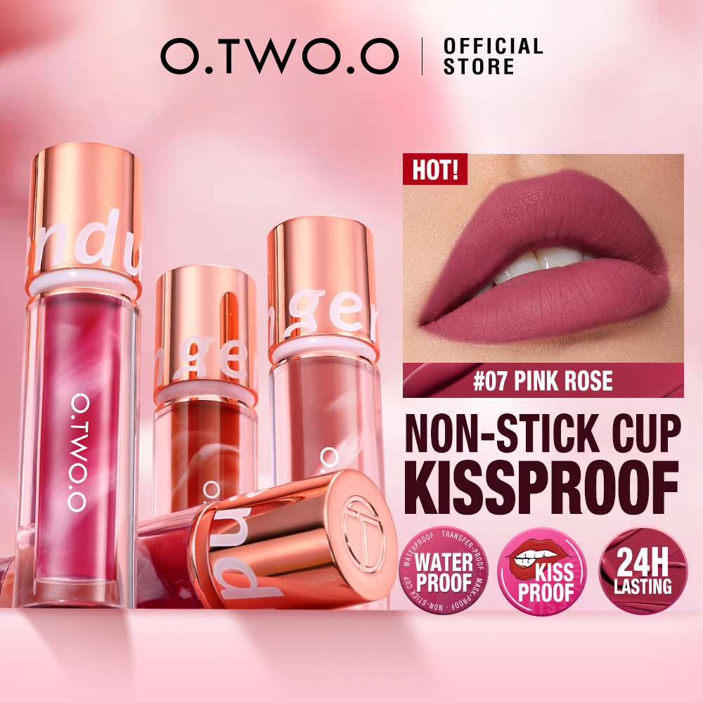 O.TWO.O Gloss Labial Matte Fixação 24H Impermeável Leve 8 Tons em Oferta na Shopee