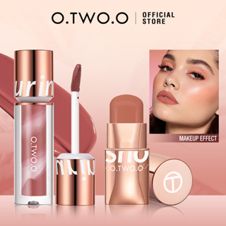 O.TWO.O 2pcs Makeup Set Lip Cheek Eye Multi-use Stick Blush Cream + lollipop lip Glaze Velvet Matte Lip Tint Waterproof em Oferta na Shopee