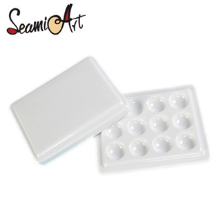 SeamiArt 12 Grid Mini Paleta De Aquarela Com Capa Ondas Pintadas À Mão Para Crianças em Oferta na Shopee
