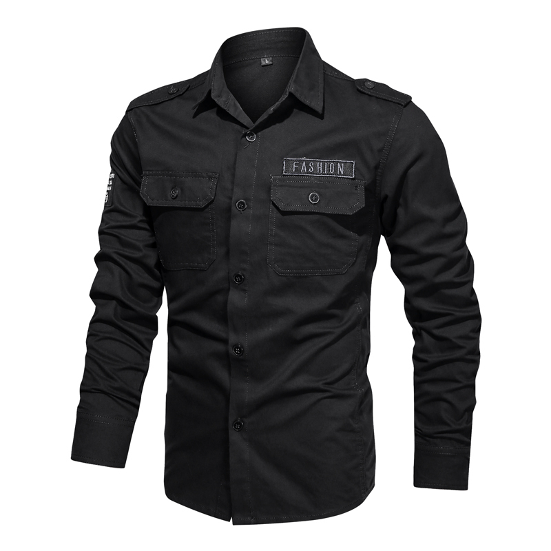 Camisa De Manga Comprida Verde Preta De Carga Para Homens 2023 Spring Autumn Design Brand Oversize 4XL 5XL Military Clothes Casual Blusa