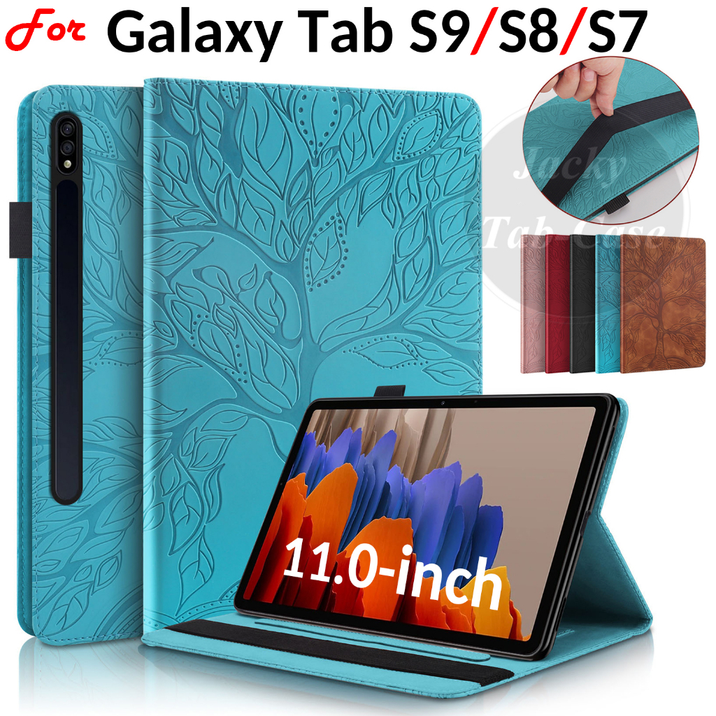 Samsung Galaxy Tab S9 S8 S7 11.0 " Estojo Protetor De Mesa TabS9 FE SM-X516B 3D PU De Árvore De Couro Com Tampa Flip Wi-Fi 5G SM-X710 SM-X716B SM-X700 SM-T870 SM-T875 LTE SM-T876B