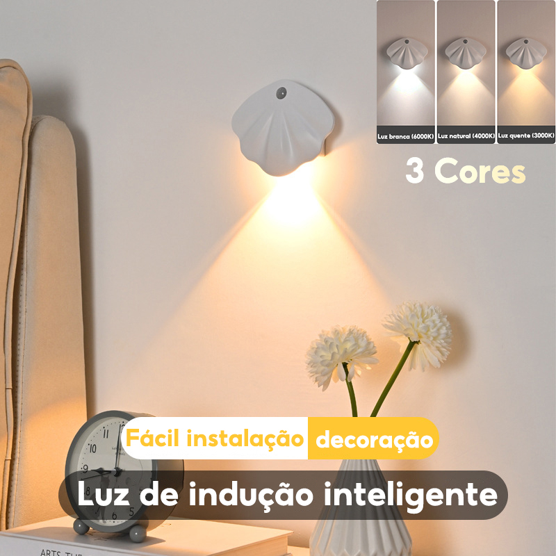 3 Cores Luz inteligente do sensor de / quarto decoração da cozinha. Lâmpada de parede LED Instalação sem fio de carregamento USB