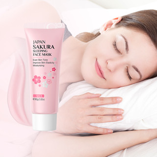 LAIKOU Máscara De Dormir Facial Sakura Com Flor De Cerejeira/Creme Noturna 80g Moisturizing Brightening Skin Tone