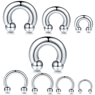 SWANJO Ferradura Curva Circular De Piercing De Cavala Aço Inoxidável Anel De Cartilagem De Nariz De Septo Jóias De Corpo 8G-00G