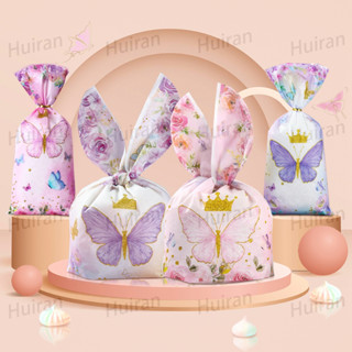 25/50PCS Sacos De Borboleta Rosa Púrpura Plástico Para Meninas Aniversário
