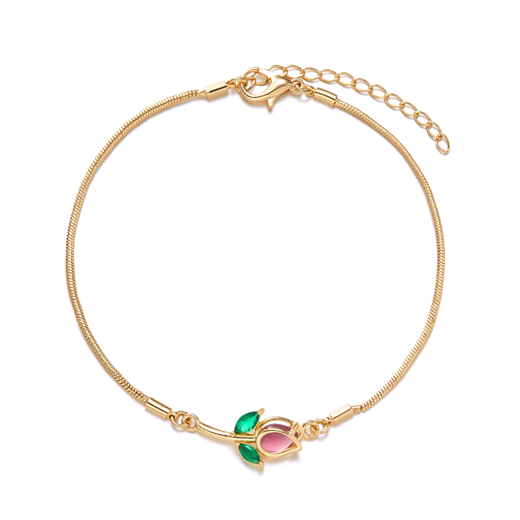Pulseiras De Moda Tulipas De Ouro 18K Flores Para Jóias Femininas Acessórios Presentes Hipoalergênicos
