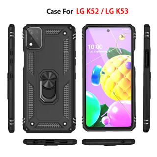 Para a caixa do telefone LG K52 , LG K53, anel giratório 360, caixa protetora de armadura resistente a choques, suporte de telefone, suporte de carro