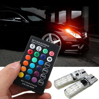 R RGB T10 W5W LED 194 168 W5W 5050 SMD Luz de Leitura em Cúpula para Carro Controle Remoto de Fita LED em Cunha