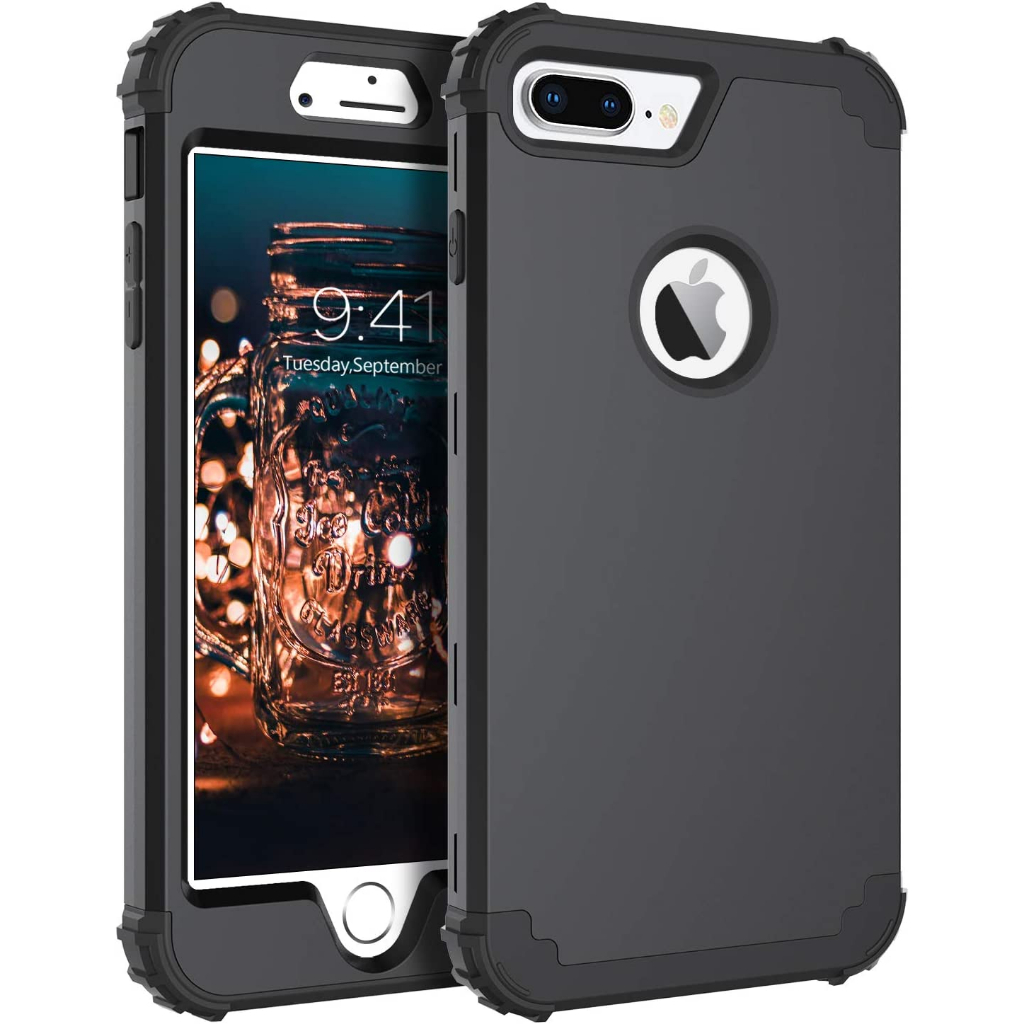 Capinha Capa Anti-Impacto Para iphone 8/7 Plus , 6/6S , 3 Em 1 Plástico Híbrido Rígido De Borracha Macia Serviço Pesado