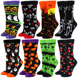 Nova Venda Quente Meias De Halloween Femininas Harajuku Esqueleto Engraçado Menina Alienígena Abóbora Monstruosas Morcego Tripulação