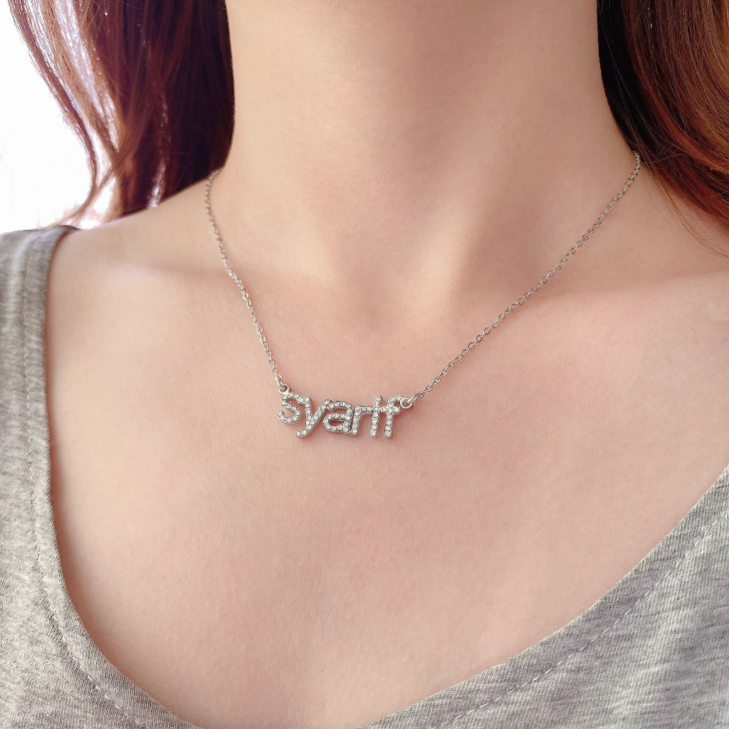 Nome Personalizado Colares De Aço Inoxidável Zircão Cúbico Letras Bling Pingente — imagem 2 de 2
