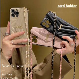 Luxo Premium Couro Personalizado Crossbody Chain Mala Para Telefone Celular Com Bolsa De Cartão Compatível iPhone11 12 Pro Max 13 14 Resistente A Quedas