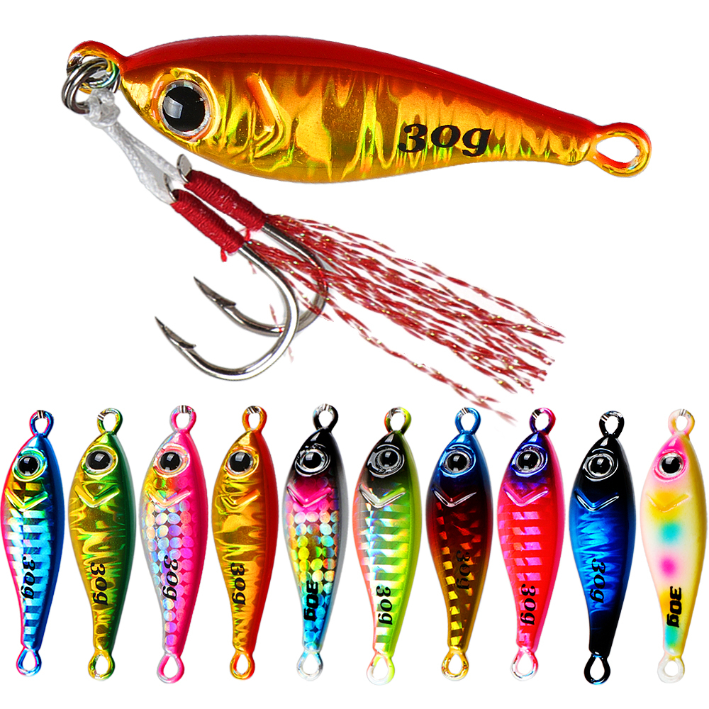Isca De Pesca Jig Lure 20g/30g/40g/60g Iscas Profunda Em Mar Lenta Artificiais De Jigging Com Gancho Duplo Grampo Lento De Peixe em Oferta na Shopee