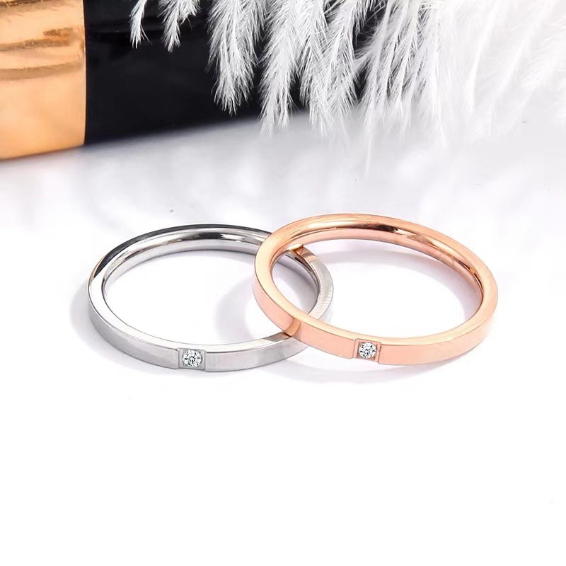 HT um diamante um coração um Item anel de aço inoxidável moda jóias atacado anel de menina de aço titânio