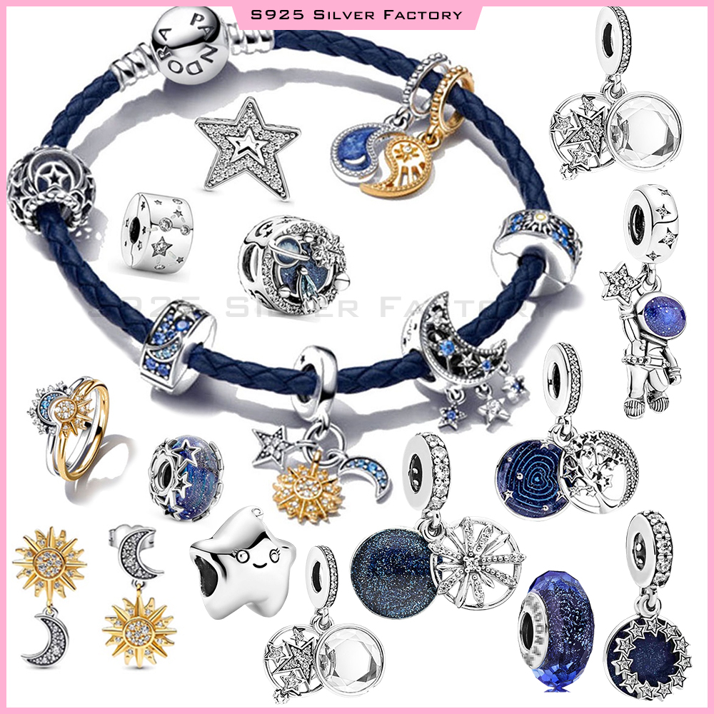 NEW Moon And Sun Series Charms Silver 925 Astronaut Rocket Starry Charm Pendant Bead Fit Original Bracelet