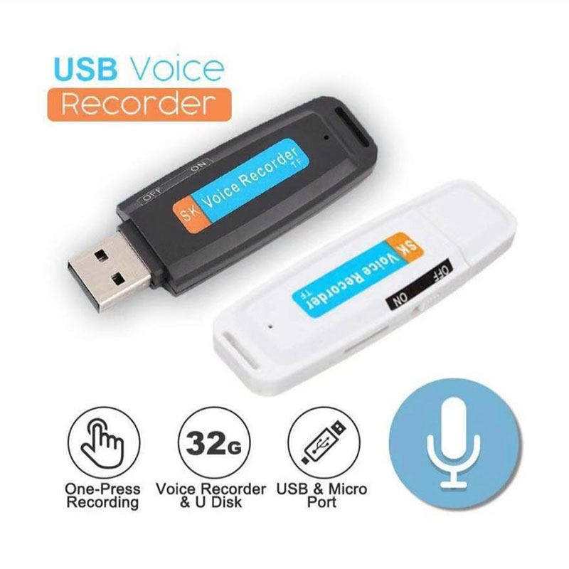 64G Mini Gravador De Voz Em Forma De U Áudio Ditafone Digital USB 2.0 Sound Flash Drive Profissional Recarregável Disk P