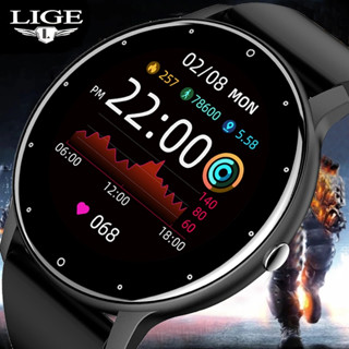 LIGE Relógio inteligente masculino com tela de toque completo e fitness esportivo relógio IP67 à prova d