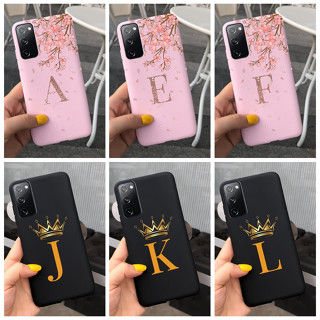 Samsung Galaxy S20 FE 4G 5G S20Lite SM-G780F G781B Fashion Crown Sakura Carta Inicial Silicone Rosa Preto Estojo Macio