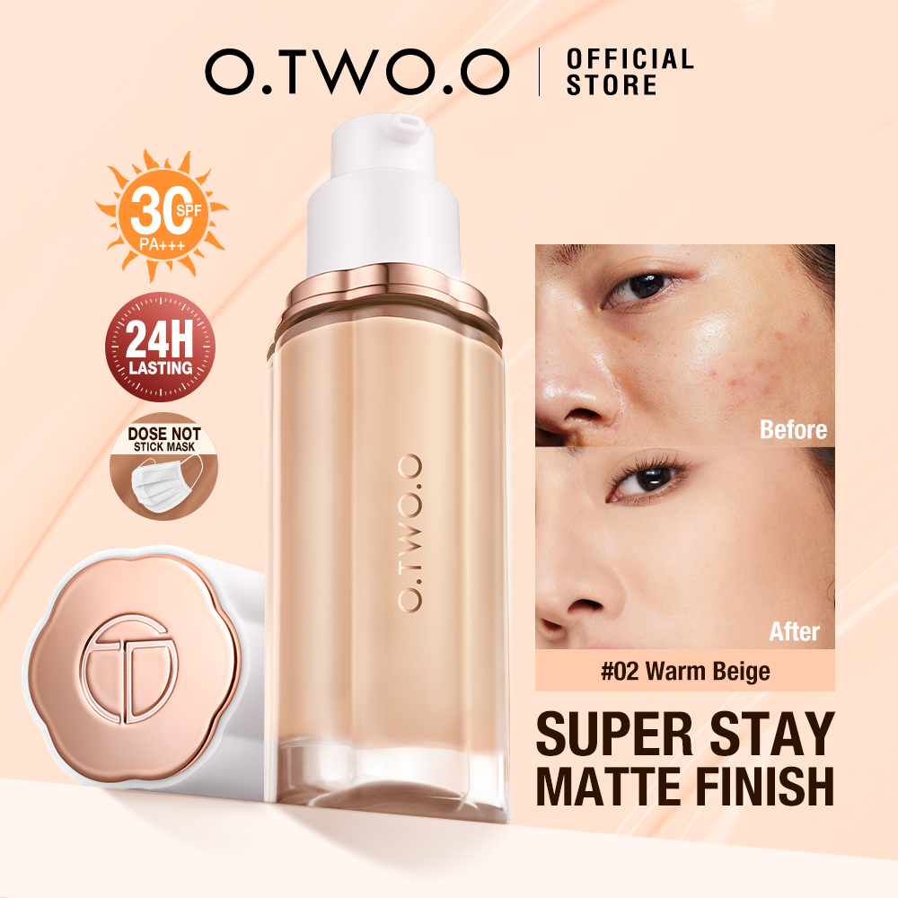 O.TWO.O Base Mate Fixação 24H 3 Cores, Corretivo Natural com Névoa Suave