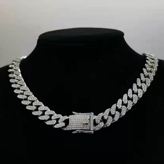 Novo Colar Europeu Americano De Hip Hop Pregos De Corrente 14Mm Cubana De Gelo Moda Todos Os Diamantes Pulseira Para Hom em Oferta na Shopee
