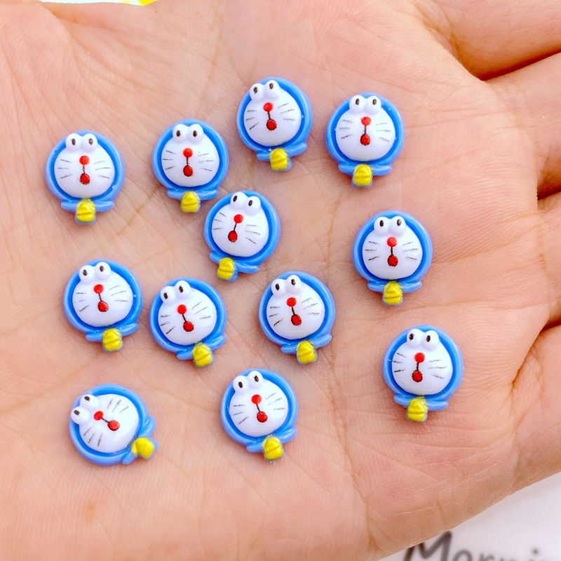 50 Peças Pregos Fofos Pregos Fofos Cartoon Doraemon Manicure 3D Desenho Fofo de Flor Cartoon Acessórios de Pregos de Beleza Resina de Bricolage Acessórios de Pregos para Decoração