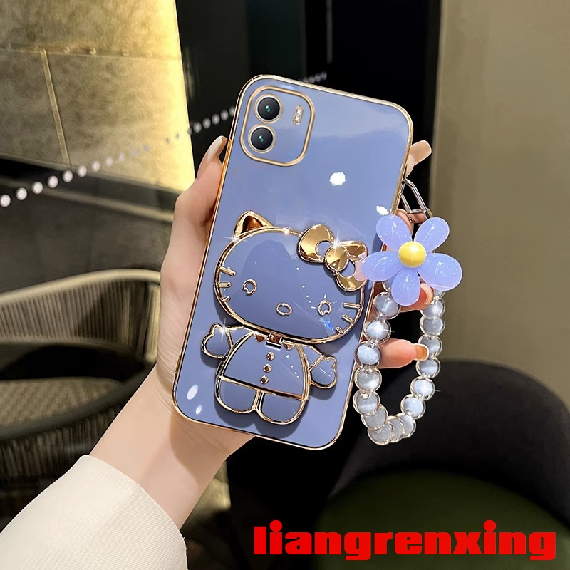 Caixa redmi A1 2022 4G a2 5g 2023 Telefônica Softcase silicone Galvanizado À Prova De Choque Capa Protetora Do Pára-Choques Novo design Pulseira Flower Bracelet Para Meninas DDHK01 - detalhe