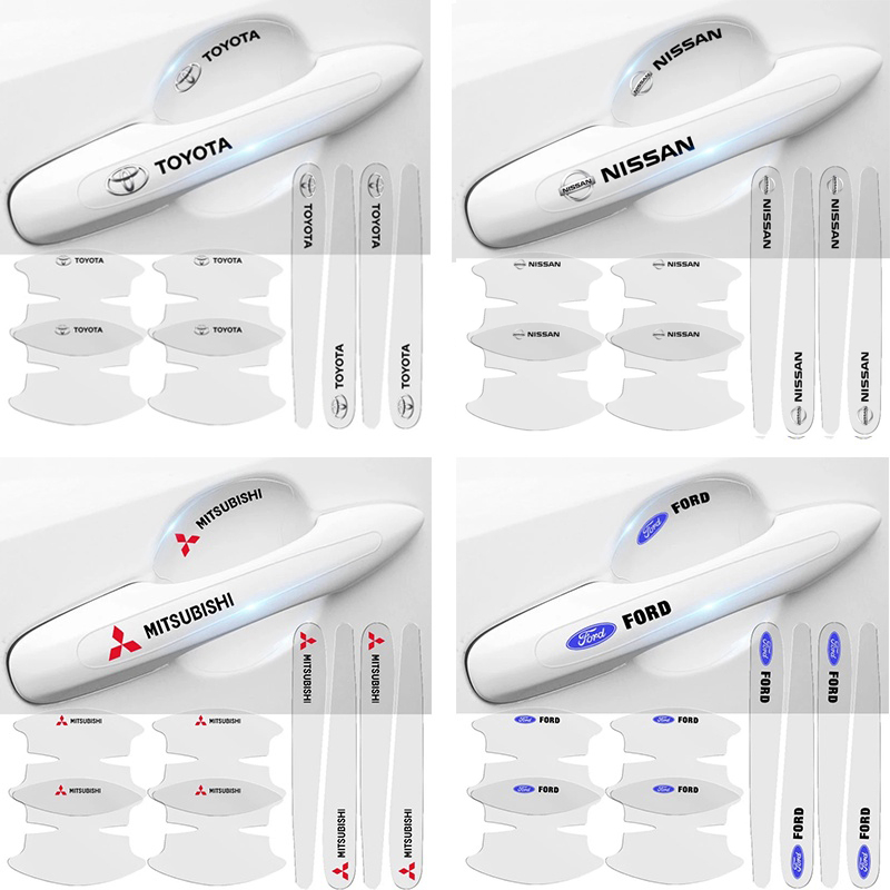 (Logo Carro) 8Pcs Adesivo Transparente Protetor De Maçaneta de porta de Carro em Oferta na Shopee