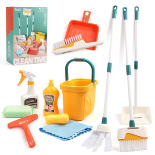 Conjunto De Limpeza Para Crianças Pequeno Porte Vassouras De 12pcs Mop E Brinquedos Destacáveis Dustpan Pré-Escolar Meninas De
