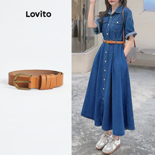 Lovito Cinto Simples Casual (Marrom)